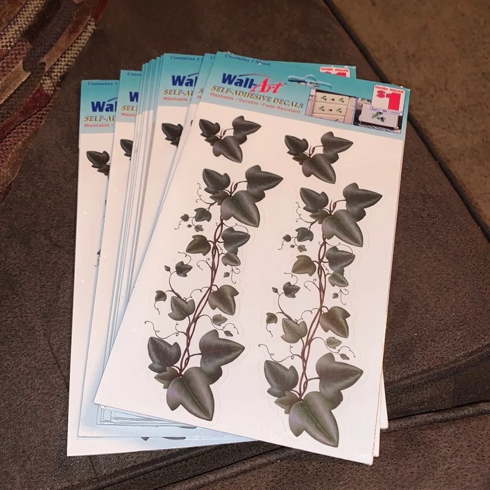 Lot of 12 - Wall Art Self Adhesive Decals Green Ivy Washable Fade Resistant New